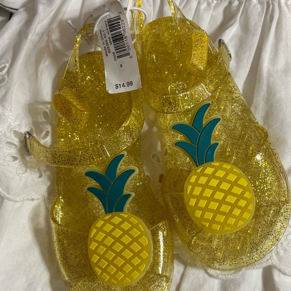 Yellow Glitter Pineapple Sandals